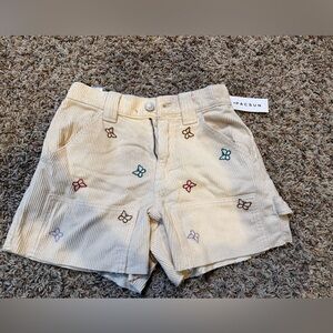 PacSun Corduroy Cream Shorts with embroidered butterflies